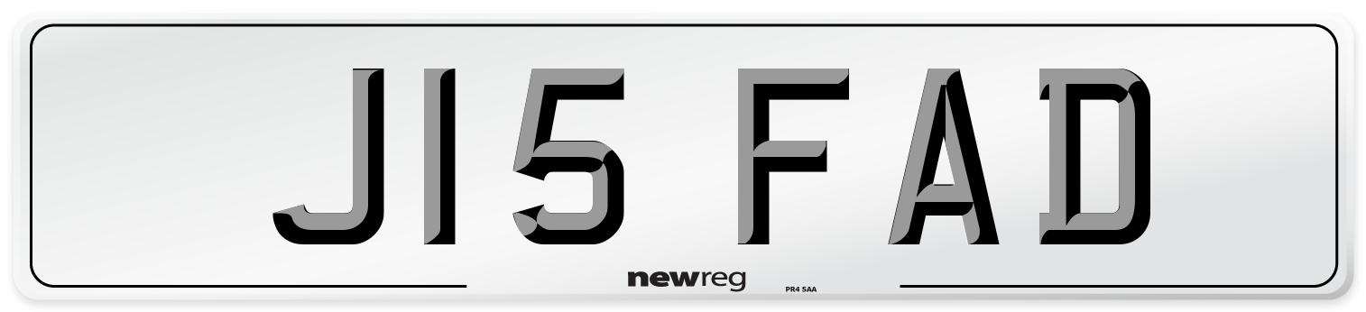 J15 FAD Number Plate from New Reg
